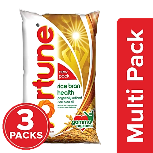 Fortune Rice Bran Health Physically Refined Oil, 3x870 g (Multipack)