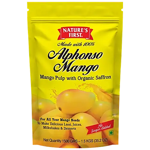Nature's First Alphonso Mango Puree With Organic Saffron, 1.5 kg Pouch