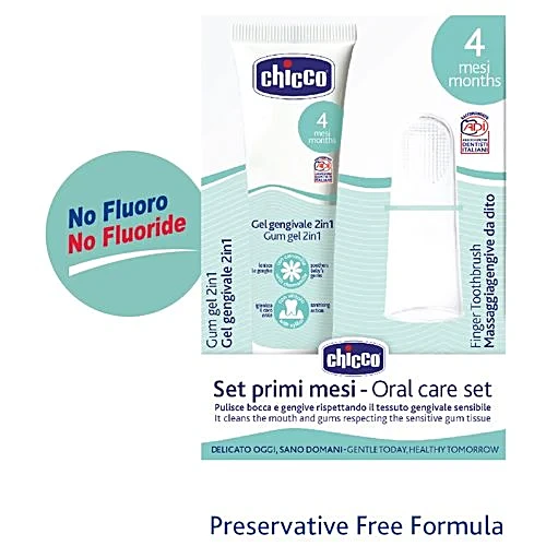 Chicco Dental Kit - Gum Gel with Fingerstall, White, 70 g
