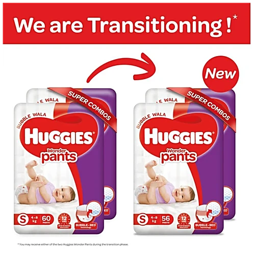 Huggies Wonder Pants - Small, Combo, 56 pcs (Pack of 2)