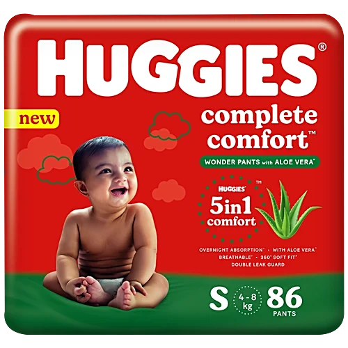 Huggies Complete Comfort Wonder Pants With Aloe Vera - Small Size Baby Diaper Pants, 86 pcs