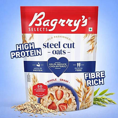 Bagrry's Steel Cut Oats - Old Fashioned, High Fibre, Protein, 1.5 kg Pouch