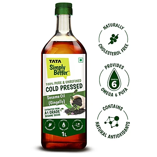 Tata Simply Better Pure & Unrefined Cold Pressed Sesame/Gingelly Oil, 1 L