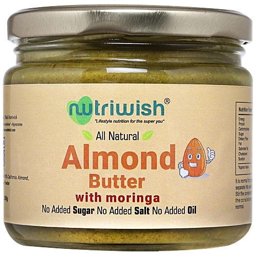 Nutriwish Almond Butter With Moringa, 250 g Glass Bottle