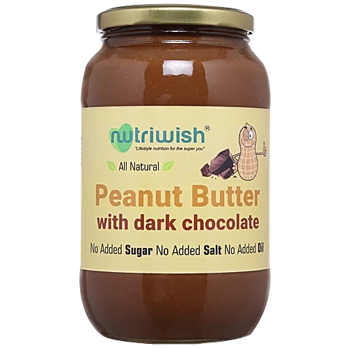 Nutriwish Peanut Butter With Dark chocolate, 1 kg Glass Bottle
