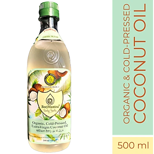 BeejMantra Coconut Oil - Organic, Cold-Pressed, Extra Virgin, 500 ml PET Bottle